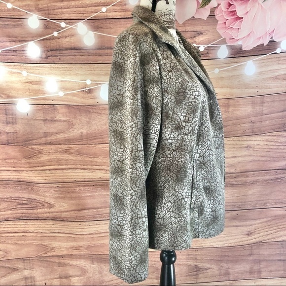 Chico's Wild Animal Instinct Scuba Shiitaki Open Front Jacket Size Large New - Picture 2 of 12